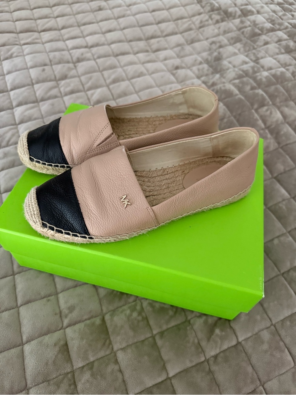 Michael Kors Pink and Black Leather Espadrille Flats